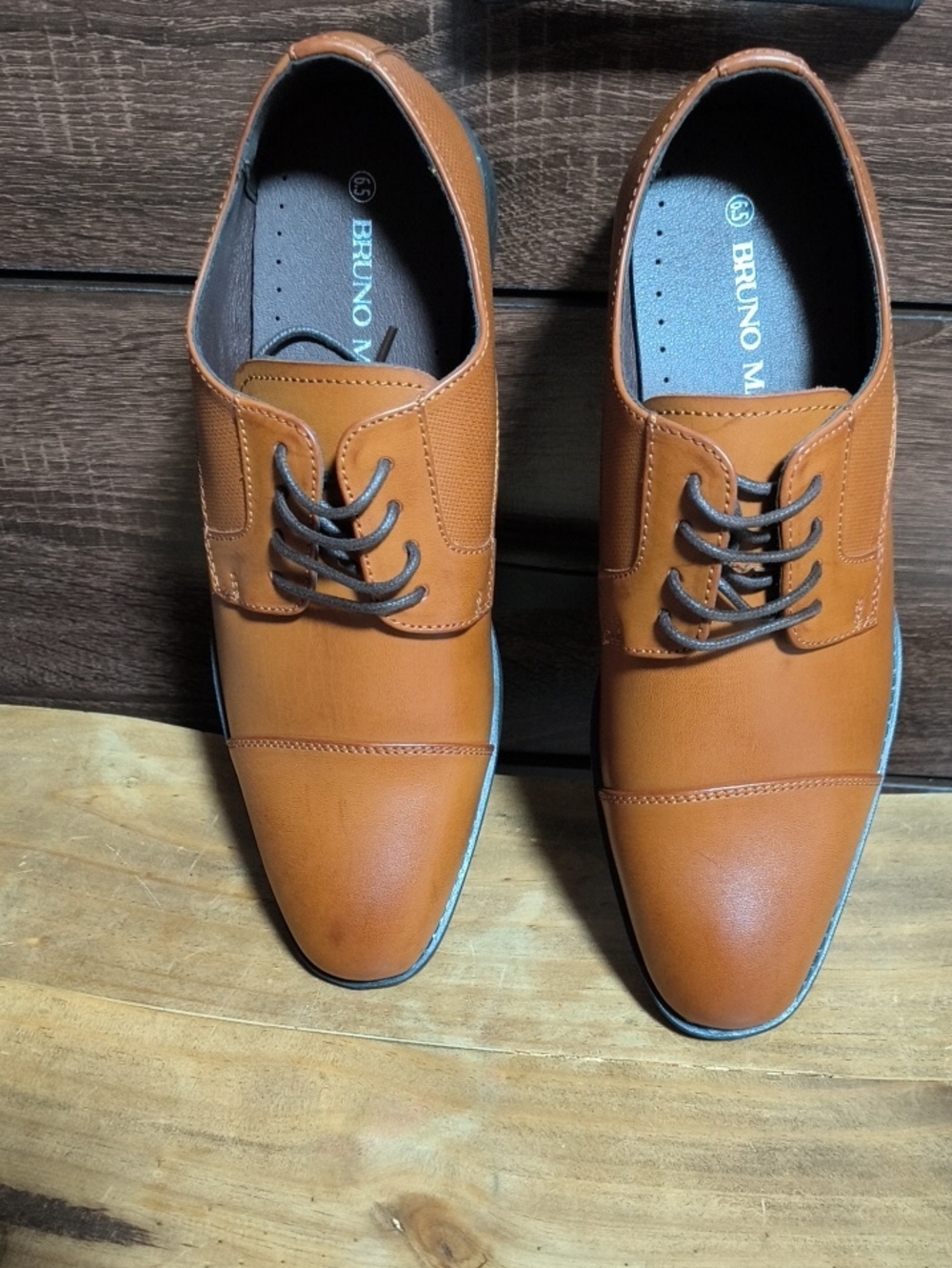 Bruno Marc Men's Cognac Lace-Up Derbys